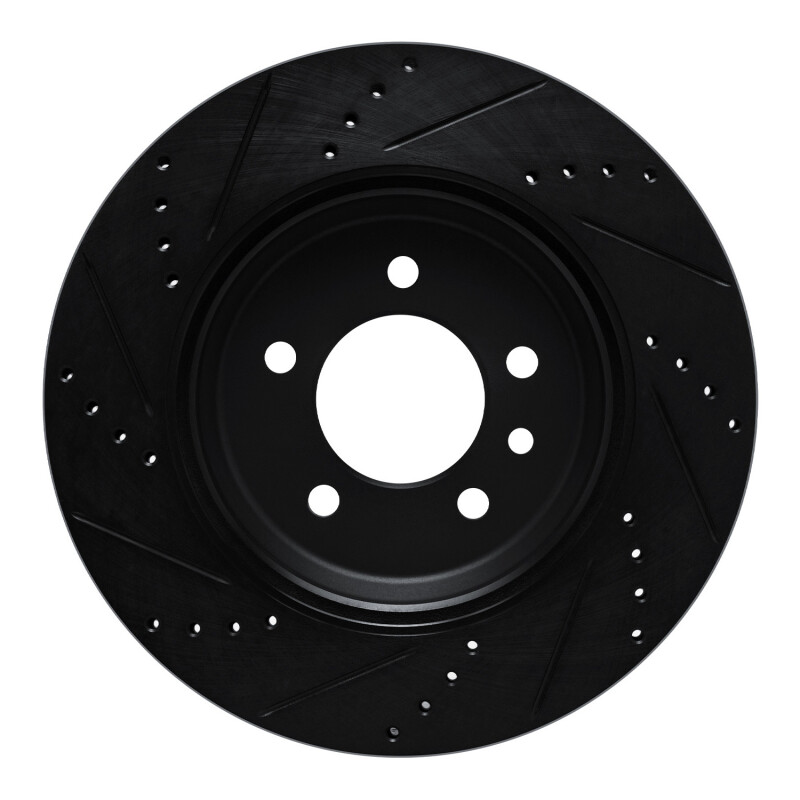 Land Rover Defender 90 Brake Rotor (1) - Rear Right - R1 Concepts - Drilled & Slotted - Black - `20-`25